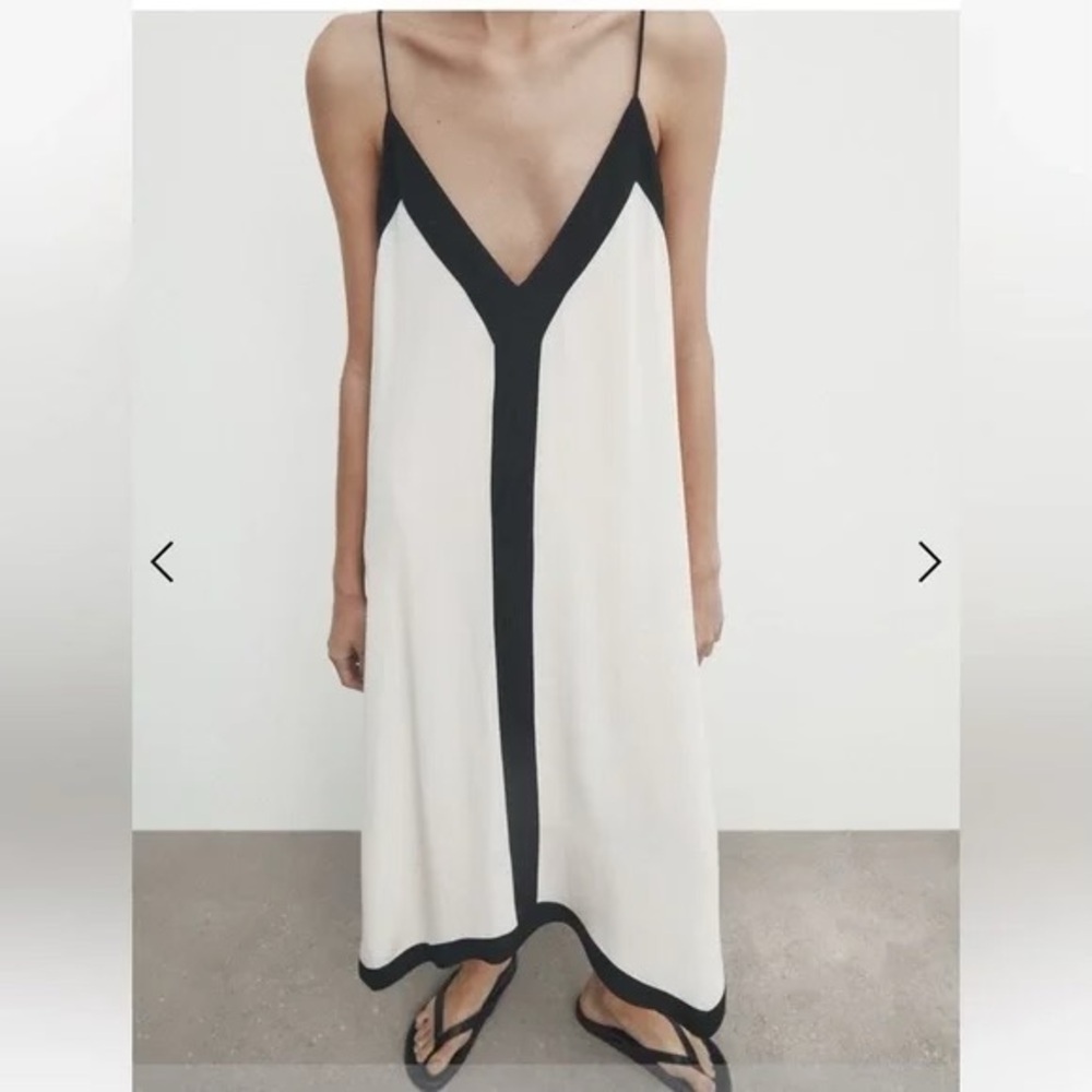 Massimo Dutti Black and Cream Slip Dress